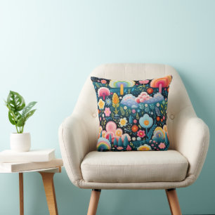 Coussin Jardin Arc-en-Ciel Fantaisiste Motif Floral Fantas
