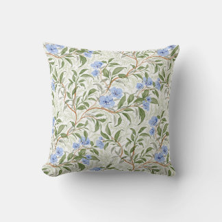 Coussin Jardin botanique floral aquarelle bleu feuillu