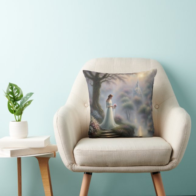 Coussin Jardin De Château Enchanté Avec Princesse (Chaise)
