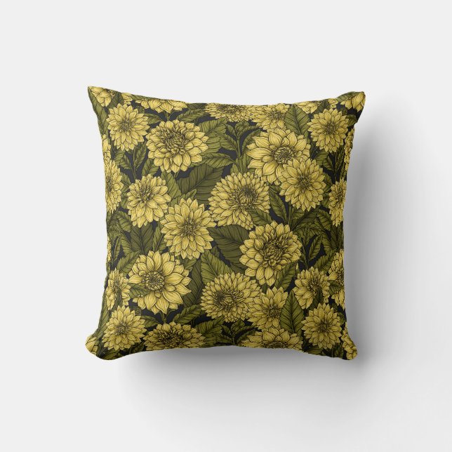 Coussin Jardin de Dahlia jaune (Recto)