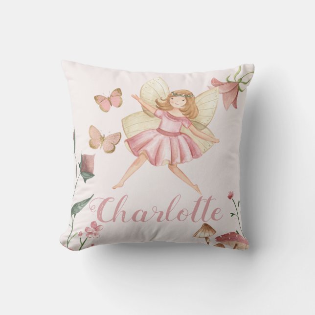 Coussin Jardin de fées mignonne avec nom personnalisé (Recto)