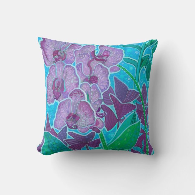 Coussin Jardin de fenêtre Fleurs d'orchidées Floral Art Bo (Recto)