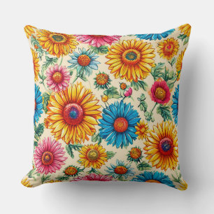 Coussin Jardin de fleurs vibrant Décoration moderne botani