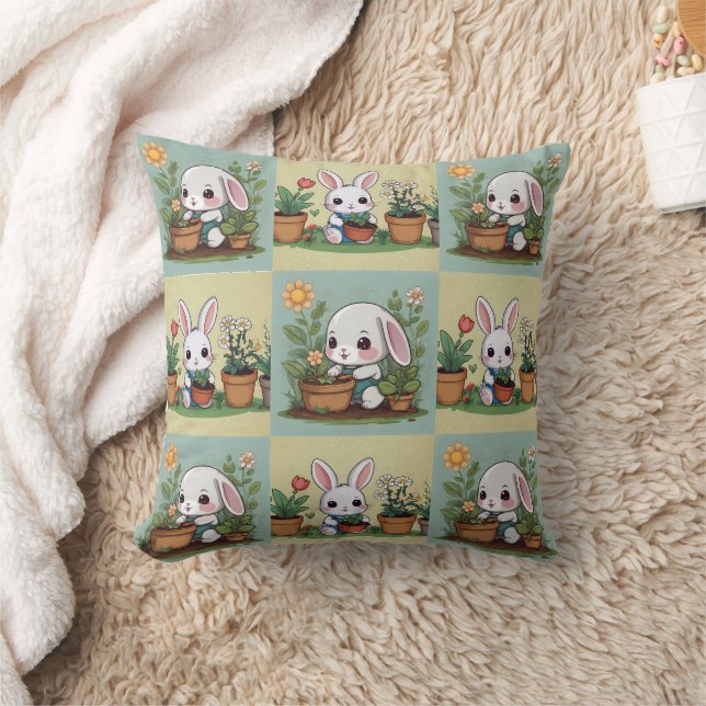 Coussin Jardin de lapin mignon Imprimer (Couverture)