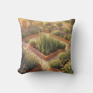 Coussin Jardin de plantes méditerranéennes ensoleillé Lava