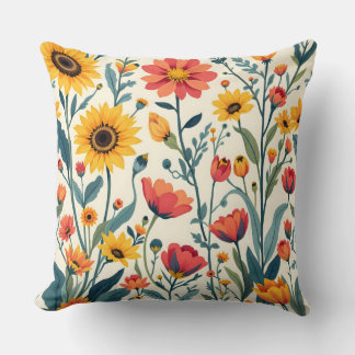 Coussin Jardin de tournesol animé Motif.Extérieur moderne