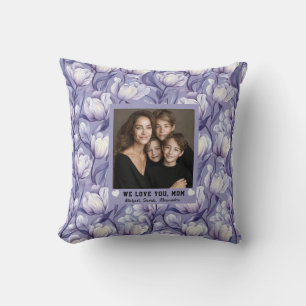 Coussin Jardin de tulipes violettes Bonne fête Maman Marra