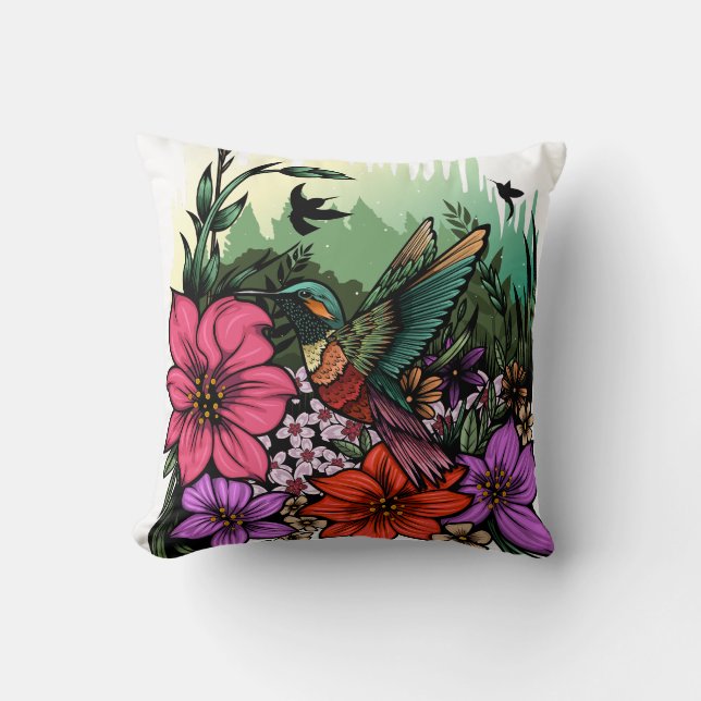Coussin Jardin des colibris (Recto)