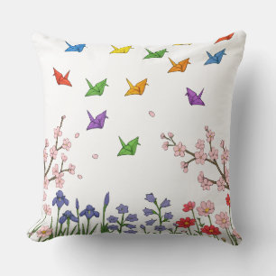 Coussin Jardin des grues en papier