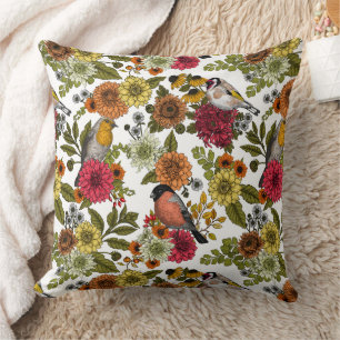 Coussin Jardin d'oiseaux et de fleurs 1