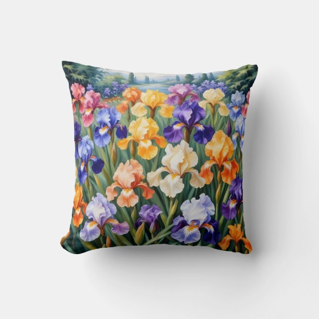 Coussin Jardin en iris coloré (Recto)