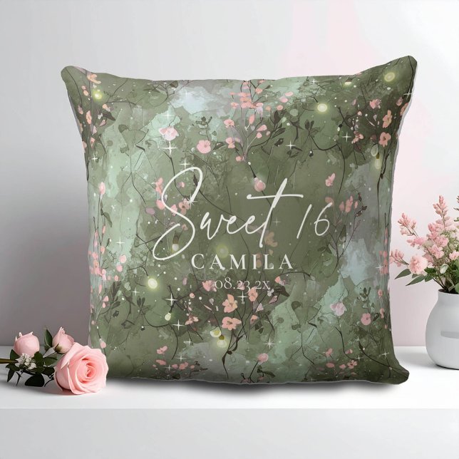 Coussin Jardin enchanté Sweet 16 Motif rose ID1163 (Créateur téléchargé)