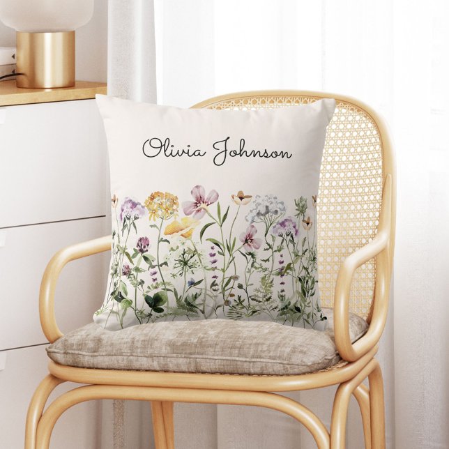 Coussin Jardin Fleur sauvage de nom personnalisé (In situ)