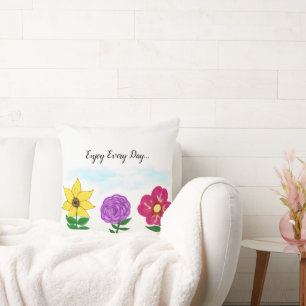 Coussin Jardin Floral Jaune Violet Rose