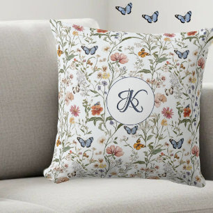 Coussin Jardin Floral Papillon Fleur Sauvage Personnalisé