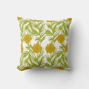 Coussin Jardin Jaune Abstrait Florals main tiré