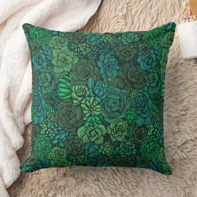 Coussin Jardin succulent en vert (Couverture)