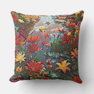 Coussin Jardin surréaliste - Floral Illustration design 3