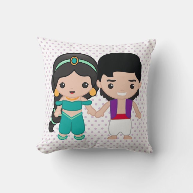 Coussin Jasmine et Aladdin Emoji (Recto)