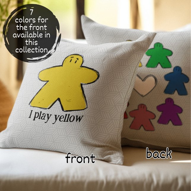 Coussin Jaune arc-en-ciel jaune Meeple Board Game Love (Créateur téléchargé)