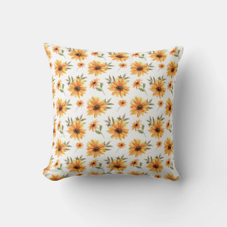 Coussin Jaune Botanique Tournesol Vert Décor Cadeau