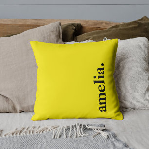 Coussin Jaune Canari Couleur Unie Élégant Nom 