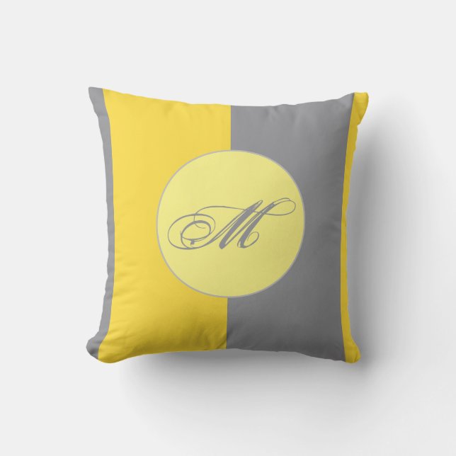 Coussin Jaune Clair Et Gris Doux Personnaliser Jaillir Ore (Recto)