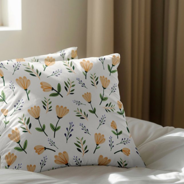Coussin Jaune clair floral scandinave (Créateur téléchargé)