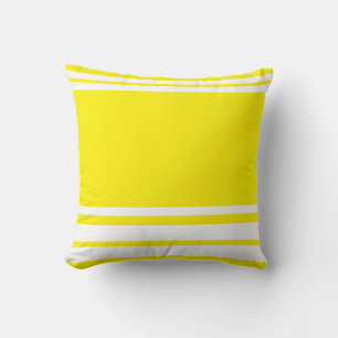 Coussin Jaune clair : Lignes modernes en blanc