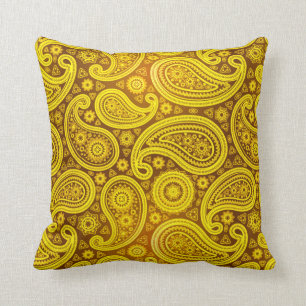 Coussin Jaune de luxe de Paisley  