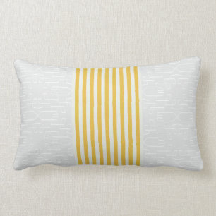 Coussin jaune et gris chic moderne de rayures