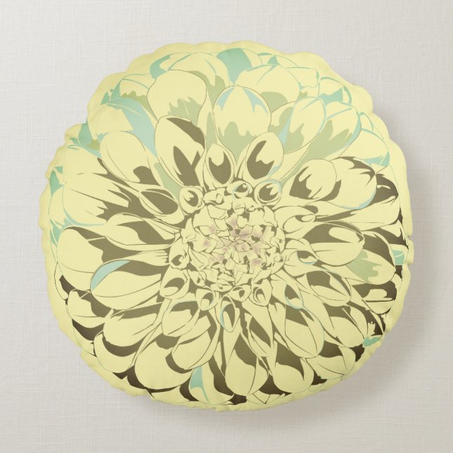 Coussin jaune fleur de dahlia  (Devant)