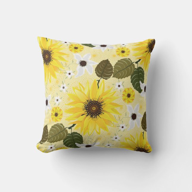 Coussin Jaune floral tournesol (Recto)