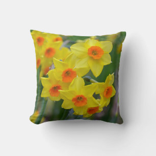 Coussin Jaune jonquille de printemps jaune imprimé