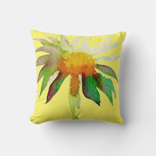 Coussin Jaune marguerite moder aquarelle art