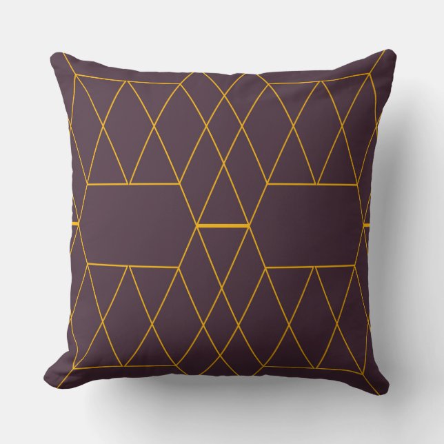 Coussin Jaune, violet, simple, graphique géométrique moder (Recto)