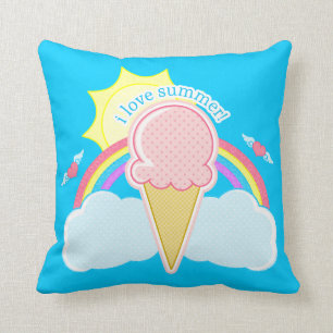 Coussin "Je cornet de crème glacée aime été"