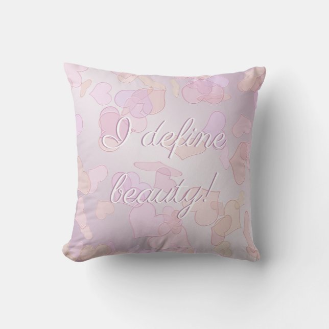 Coussin je définit la beauté. texte du dégradé coeur amusa (Recto)