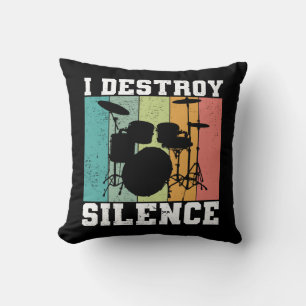 Coussin Je détruit le silence déstabilisé tambour Vinta