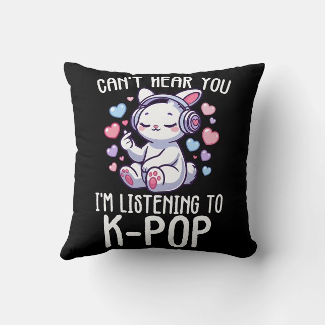 Coussin Je ne peux pas vous entendre J'écoute K-pop Finger (Verso)