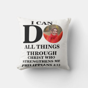 Coussin Je peux faire tout ce que Christian photo Bible ve