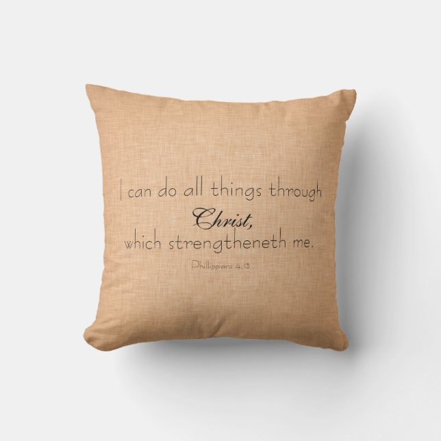 Coussin Je peux faire tout par le Christ Phillippiens 4 (Recto)