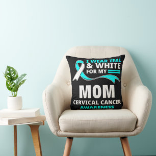 Coussin Je Porte Le Sarcelle Et Blanc Ma Mère Cancer Du Co