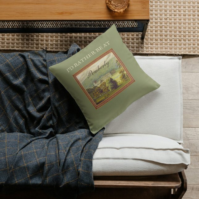 Coussin Je préférerais être chez Pemberly Jane Austen Vint (Créateur téléchargé)