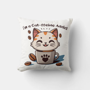 Coussin Je suis accro à la Cat-fféine