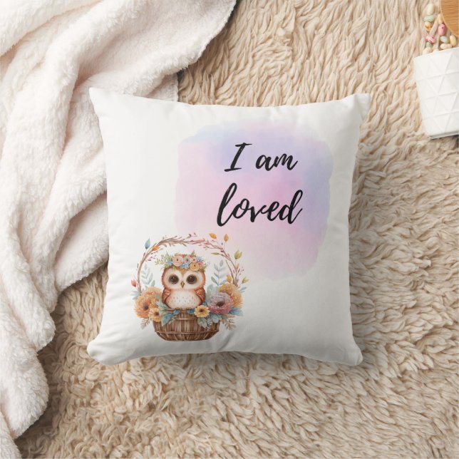 Coussin Je Suis Aimé Salle Enfants Owl Air Balloon Positif (Couverture)