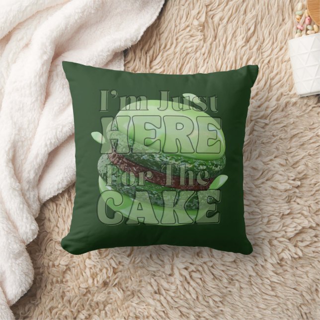 Coussin Je suis juste là pour le gâteau, le gâteau Matcha (Couverture)