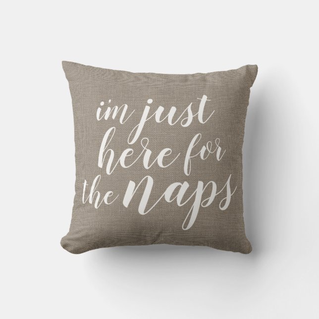 Coussin Je suis juste là pour les siestes | Beige rustique (Recto)