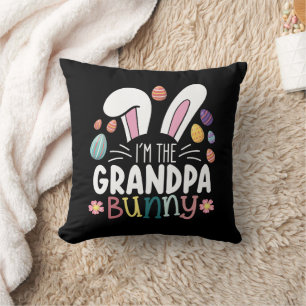 Coussin Je suis le lapin grand-papa Pâques tenue de famill