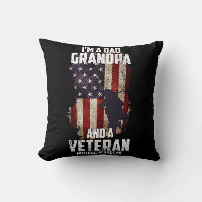 Coussin Je suis papa grand-père et vétéran Rien ne me fait (Recto)